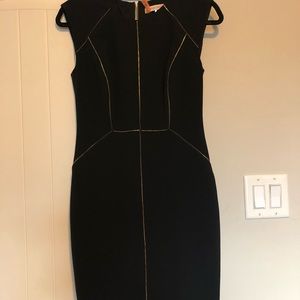 Rebecca Taylor Black Sheath w/Gold Zipper Details